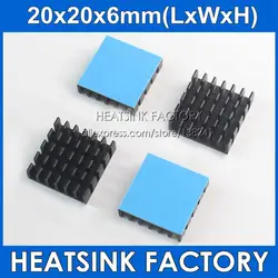 20x20x6mm Black Aluminum Heat Sink Cooler Radiator Heatsink With Thermal Conductive Heat Transfer Double Sided Tape