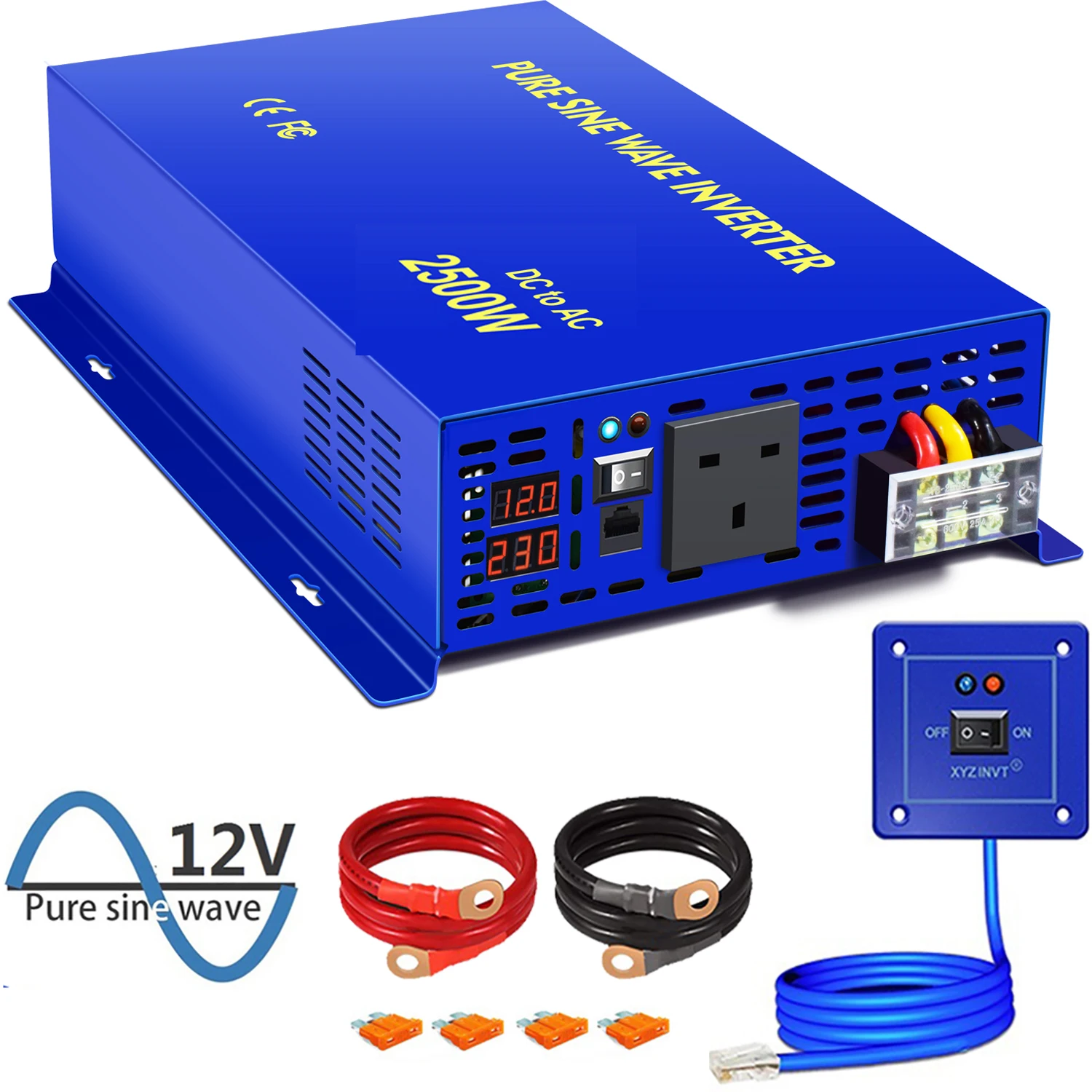 

2500W Pure Sine Wave Inverter 12V 220V DC TO AC Off-grid System Customizable Solar Inverters With Wired Remote Control