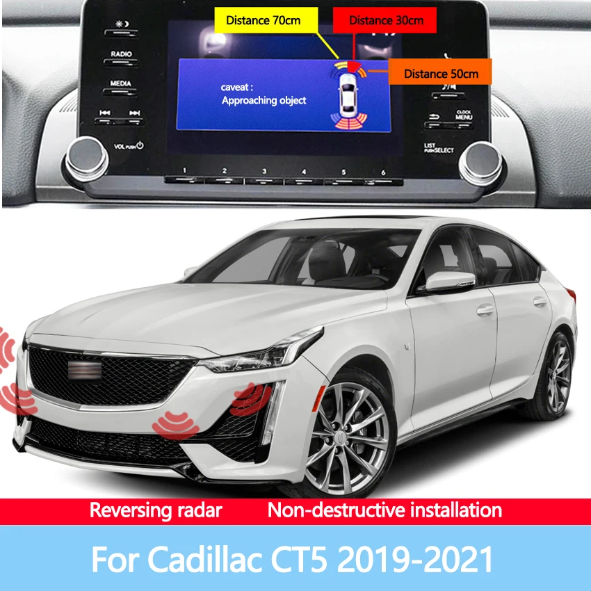 The Front And Rear Radar Blind Spot Warning Sound Indicator Of Car Reversing Image Is Suitable For Cadillac CT5 2019-2021