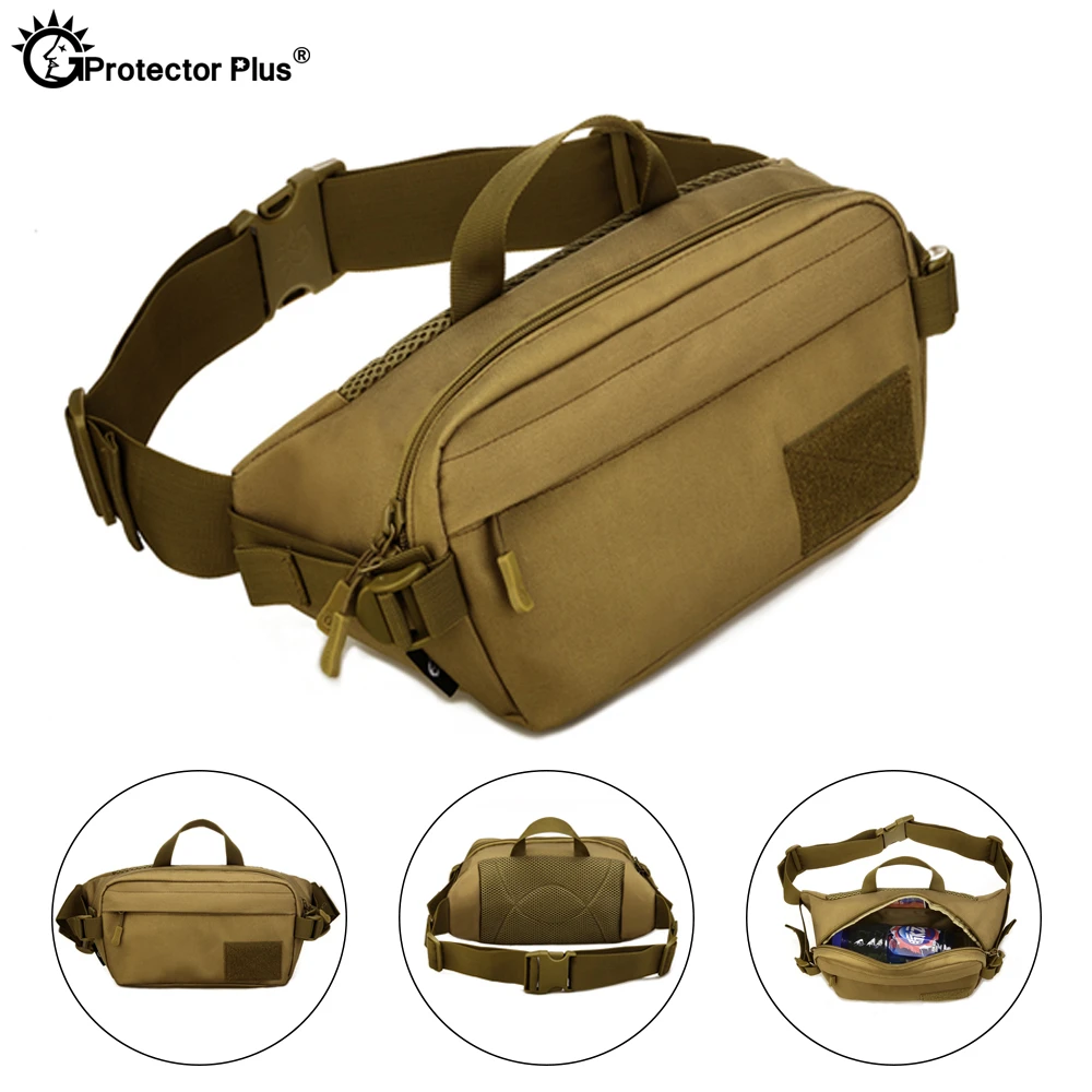 PROTECTOR PLUS Outdoor Tactical Waist Bag Sports Camo Camping Shoulder Chest Bag Hunting Climbing Travel Crossbody