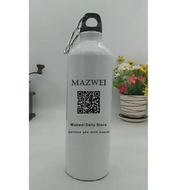 750ML Bottle DIY customize colorful print LOGO photo for Sport Club Hiking Bike with hook Travel Aluminium Portable MAZWEI