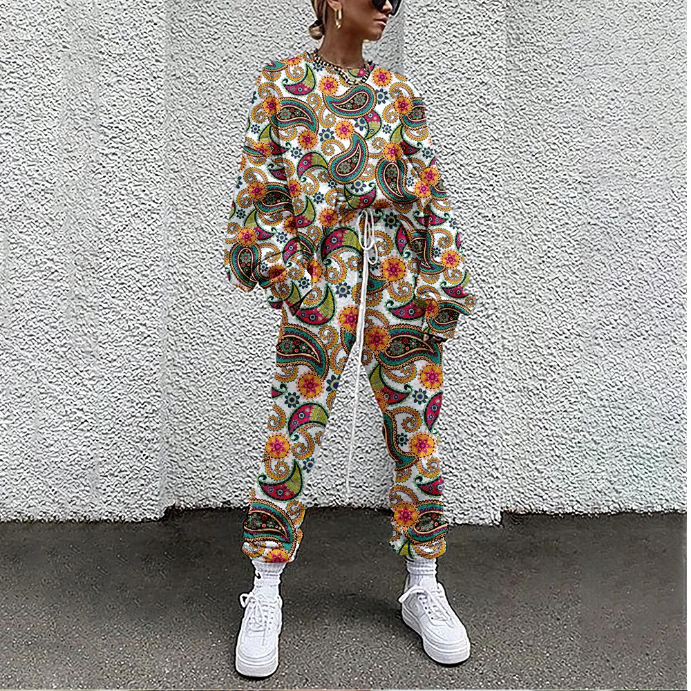 SOJINM Women New Fashion Two Piece Set Suit Outfits Floral Print Casual Sport Suit Woman Set Autumn Women Tracksuit 6XL