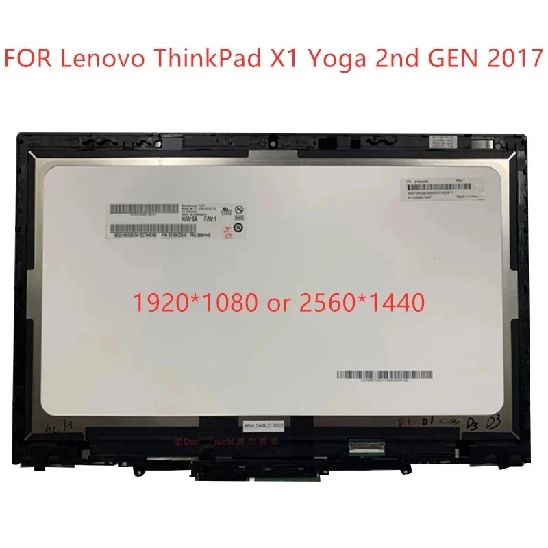 

Free shipping 14.0" Full-HD Touch LCD Screen Digitizer Assembly Bezel replacement FOR Lenovo ThinkPad X1 Yoga 2nd GEN 2017 year