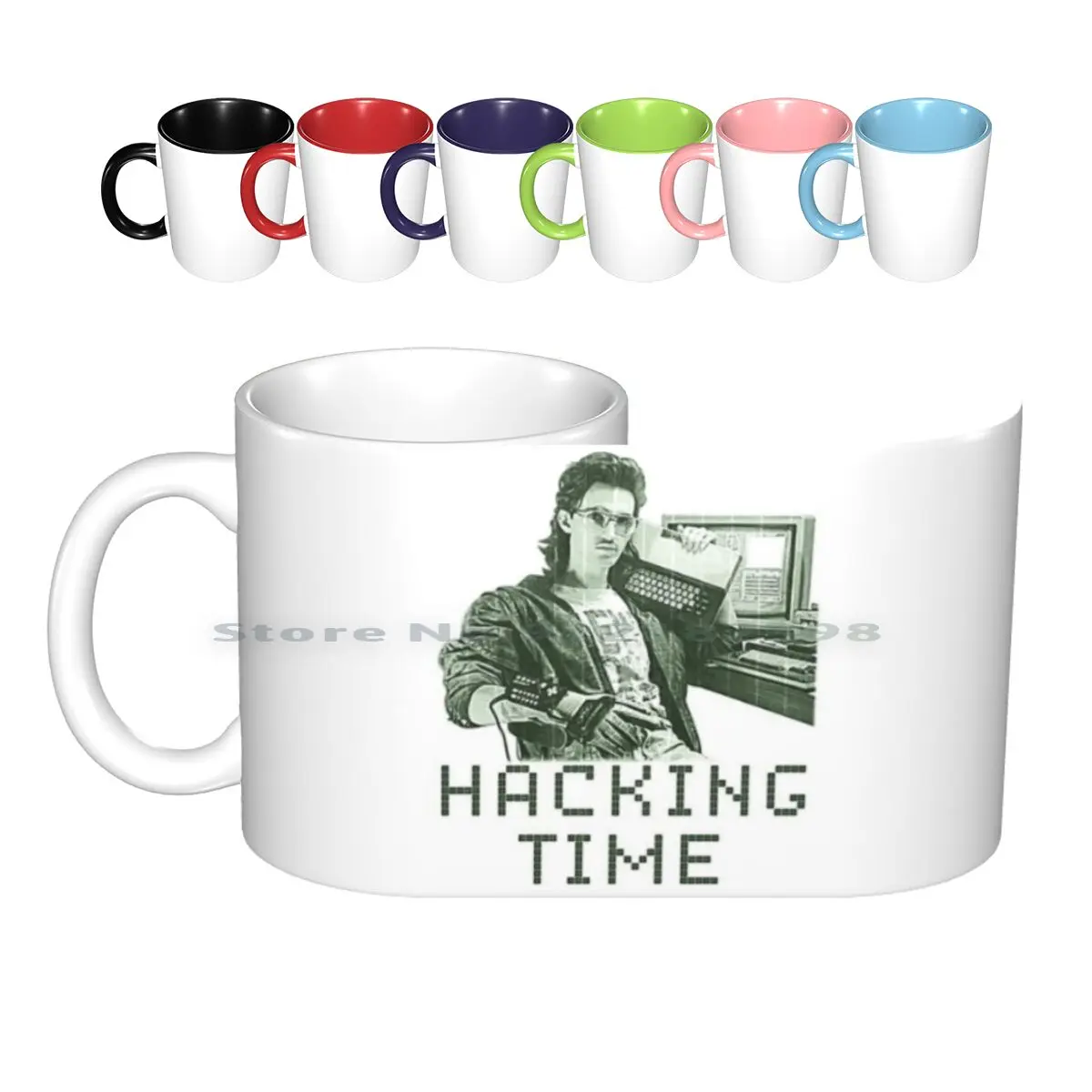 Hacking Time Ceramic Mugs Coffee Cups Milk Tea Mug Hackerman Hacker Hacker Hack Kung Fury Character Movie Hacking Time Creative