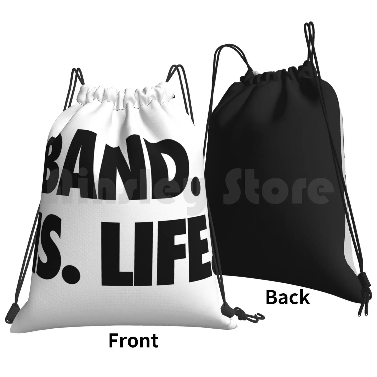 Band Is Life-Marching Concert Jazz Musician Instrument Player Backpack Drawstring Bags Gym Bag Waterproof Band Is Life