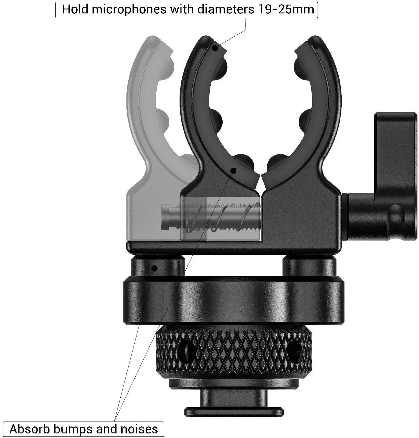 SmallRig Quick Release Cold Shoe Microphone Clamp Shot gun Microphone Holder with soft silicone to absorb bumps & noise BSM2352