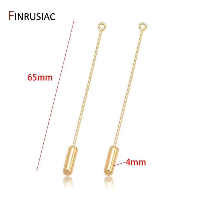 14K Real Gold Plated 65mm Safety Pins Stopper Loop Brooch Base for DIY Brooch Jewelry Making Supplies