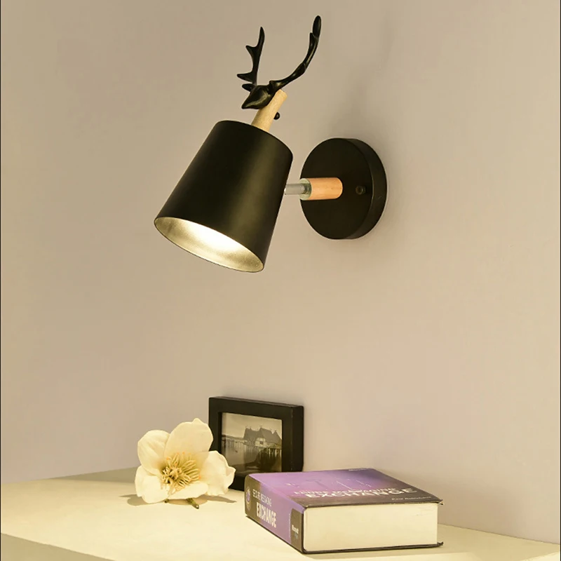 Modern minimalist creative antler white & black wall light bedroom bedside  living room study balcony LED wall lamp