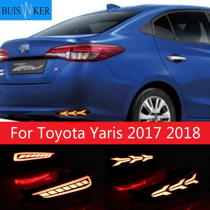 

For Toyota Yaris 2017 2018 LED Car Rear Bumper Reflector Tail Brake Light Bar Driving Fog lamp