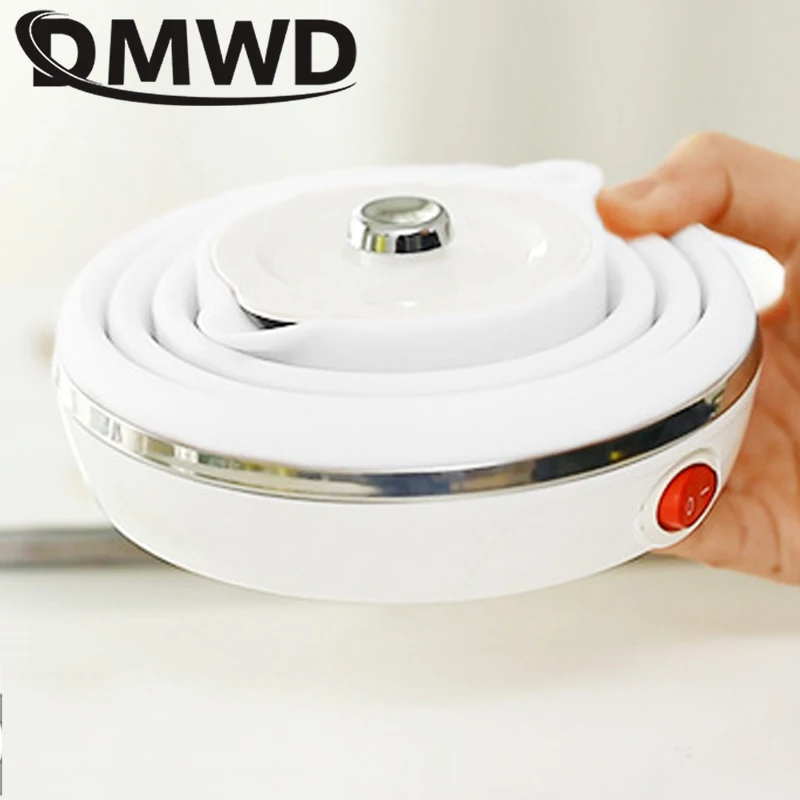 DMWD 12V/24V przenośny składany czajnik elektryczny 450ml spożywczy silikonowy podróż samochodem składany czajnik wodny sucha ochrona