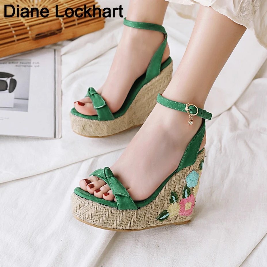 Women‘s Platform Sandals Summer Wedge Shoes Female Flower Bohemia Super High Heel Sandal Women Fashion Open Toe sandalias Mujer