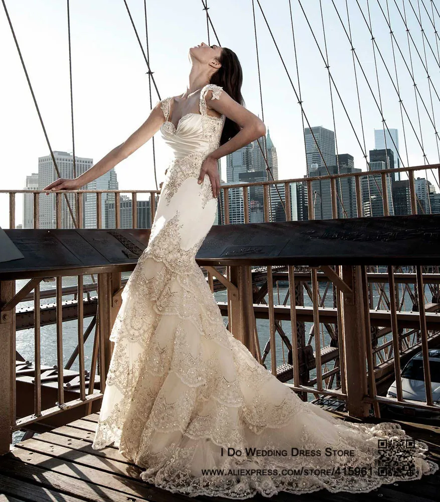 2018 Vintage Vestido De Noiva Renda Luxury Backless Mermaid Wedding Dress Lace Crystals Bridal Dresses Gowns Chapel Train