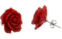 hot sell new - Pair Red Coral Flower stud Earring