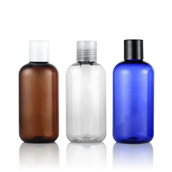 500ml 250ml 8oz 16oz empty boston round plastic Dispensing Cap bottle clear/blue pet bottle with spout top flip top disc top lid