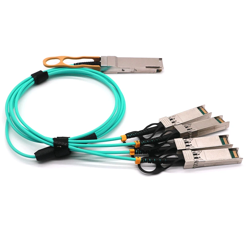 Imagem -04 - Aoc-cabos Ópticos Ativos Qsfp Mais a 4x Sfp Mais 1m 2m 3m 5m 10m M.2. 50m Om3-aqua Compatível com Cisco Mikrotik Huawei