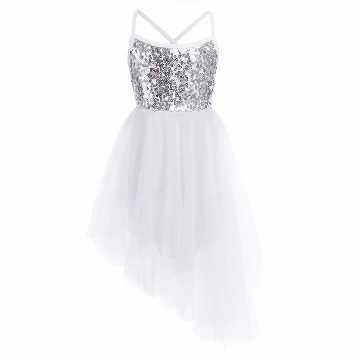 Robe de danse tutu de ballet pour filles, justaucorps de danse lyrique, olympiques AqShow, jupes en tulle à paillettes brillantes, enfants