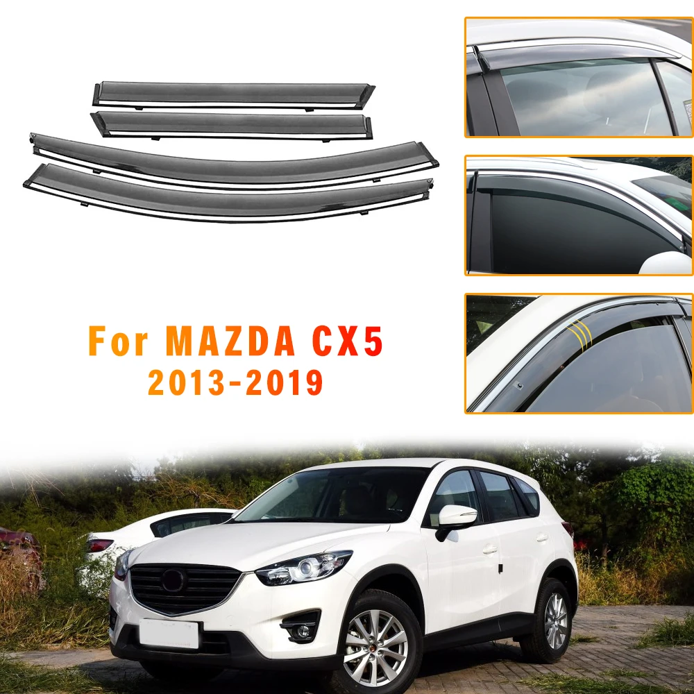 

ABS 4pcs Car Styling Smoke Window For Mazda CX-5 2013 2014 2015 2016 2017 Sun Rain exterior visor Deflectors Guard Accessories