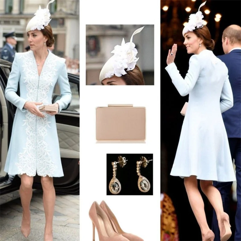 Elegant Kate Middleton Dress Light Sky Blue  Mother Of The Bride Dresses for Weddings  Outfit Custom Wedding Party Dress 2024