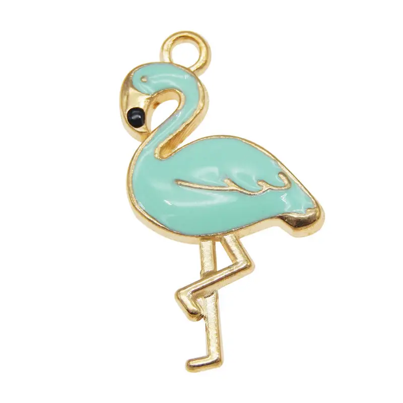 8pcs Mix Color Flamingo Charm smalto ciondolo risultati dei monili collana fatta a mano in lega orecchini da donna accessorio regalo