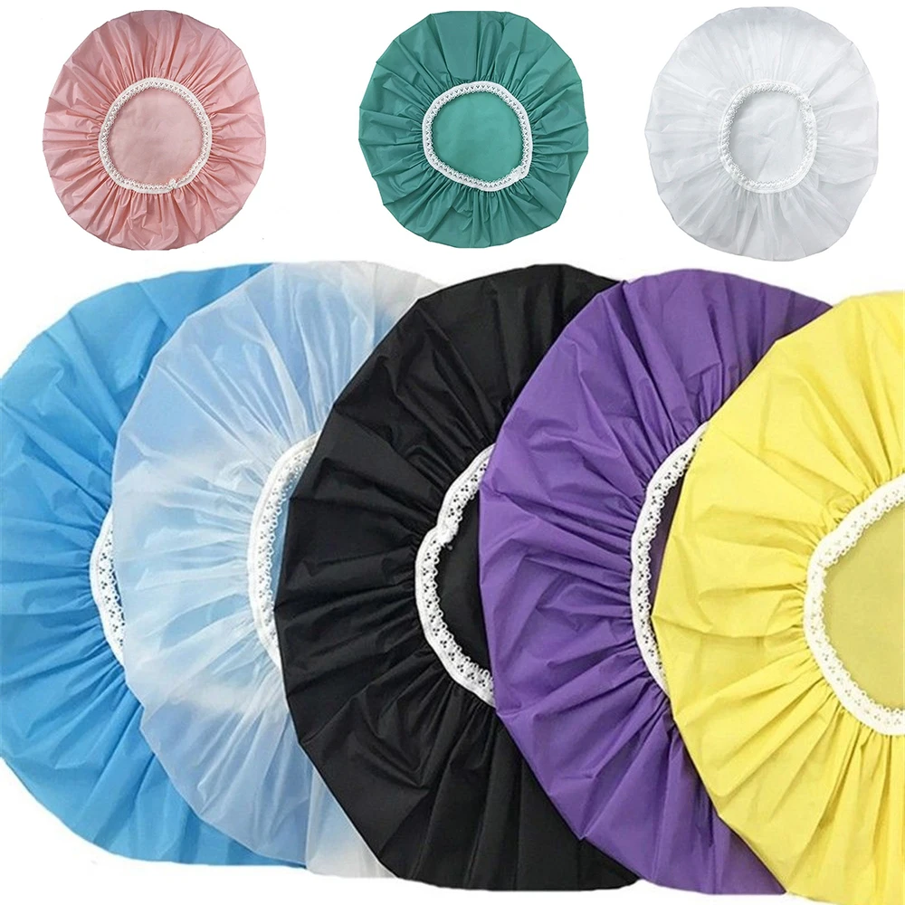 Shower Cap Bath Products Home Waterproof Swimming Hats Hotel Elastic Shower Cap Hair Cover Products Bath Different Colors Hot