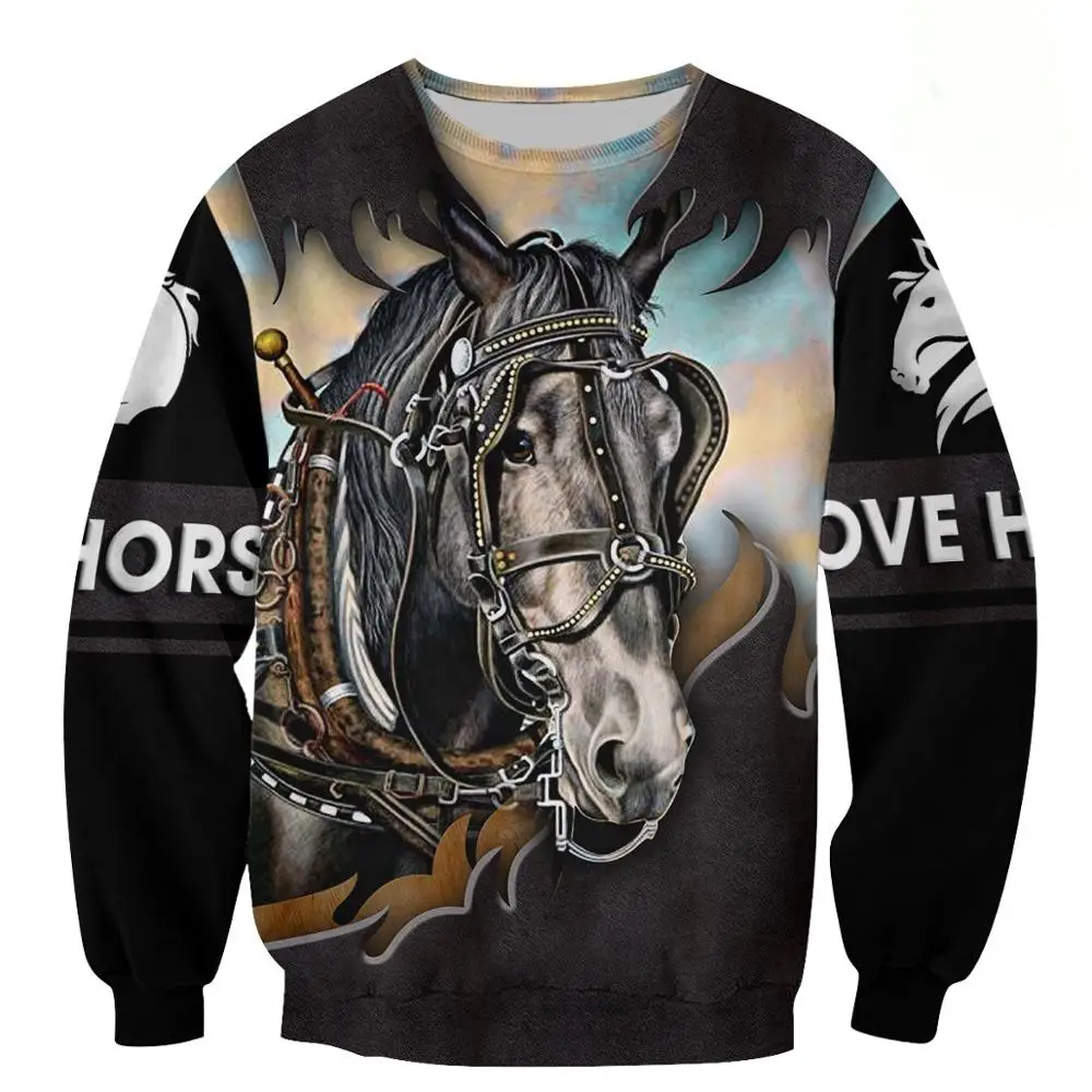 3D Printed Beautiful Horse Art Animal Hoodie Harajuku Sweatshirt Streetwear autumn hoodies Unisex Casual jacket Tracksuits DK011