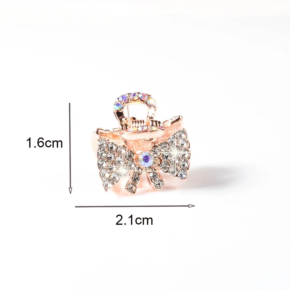 Bling Hair Claw Crab for Hair Korean Crystal Rhinestone Girl Mini Hair Claws for Women Bow knot Heart Star Small Hair Clip