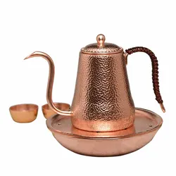 Gooseneck Pour Over Coffee Kettle for Drip Coffee and Tea Pot Hammered Pure Red Copper 500ml