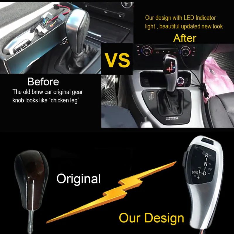 For BMW x3 E83 E83 LCI 2004-2010 Carbon Fiber Black Silver LED Gear Shift Knob Shifter Lever Automatic Accessorie