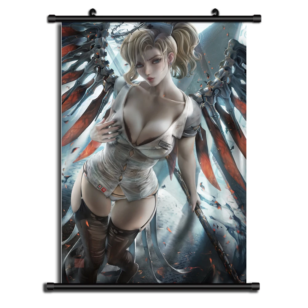 For Overwatch Mercy GAME Anime Canvas Painting Poster Decor Pictures for Living Room Home Decoration on The Room Wall Art Print