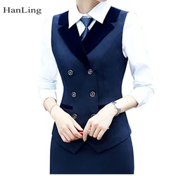 Dames Pak Vest Revers Double-Breasted Business Slim Fit Kantoorwerk Gilet Chalecos Para Mujeres