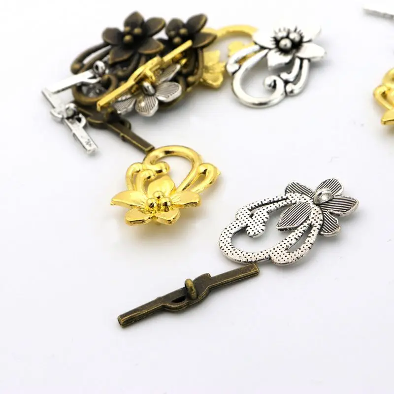 10 Sets Mix Color Big Flower Leaf OT Clasps Connector End Beads For Jewelry Making Bracelet Necklace Diy Accessories Wholesale