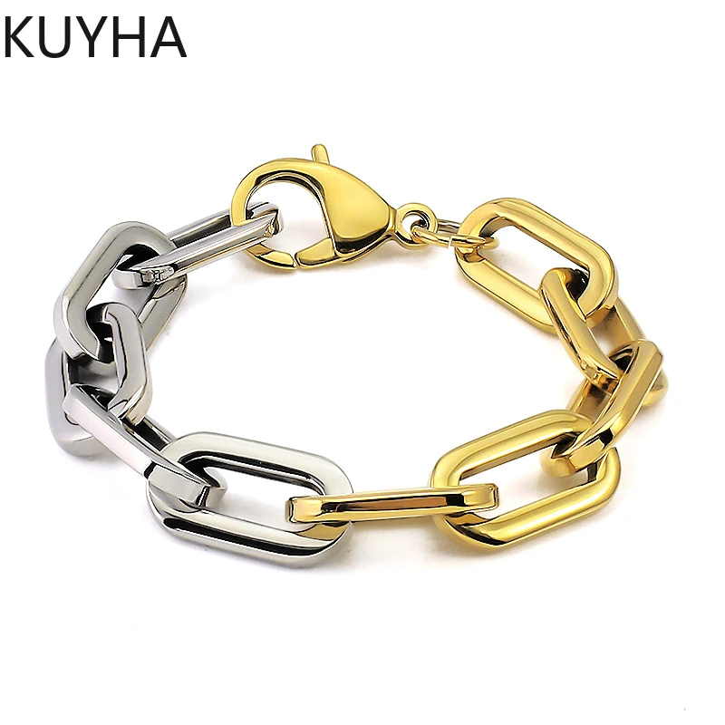 Luxury Men Watch & Necklace & Braclete gold with sliver mix Set Jewerly 19cm bracelet with 47.5cm necklace set for party wedding