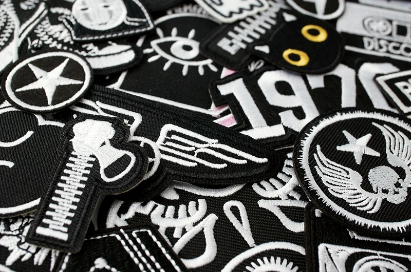 CAT Peace Embroidered Applique Patches Fabric Garment Apparel Clothing Accessories Embroidery Badges Star