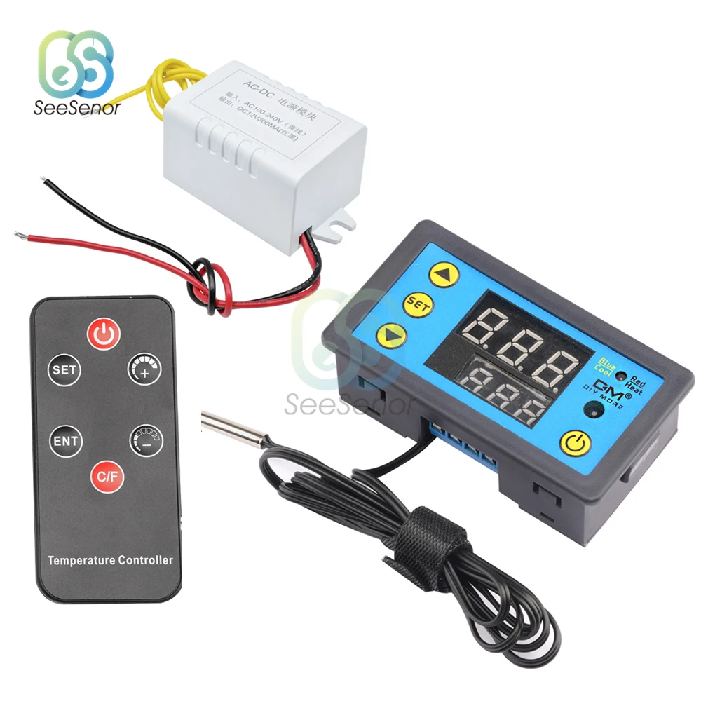 W3231 Digital LED Temperature Controller Incubator Cooling Heating Switch Thermostat with Infrared Remote Control 12V 24V 220V