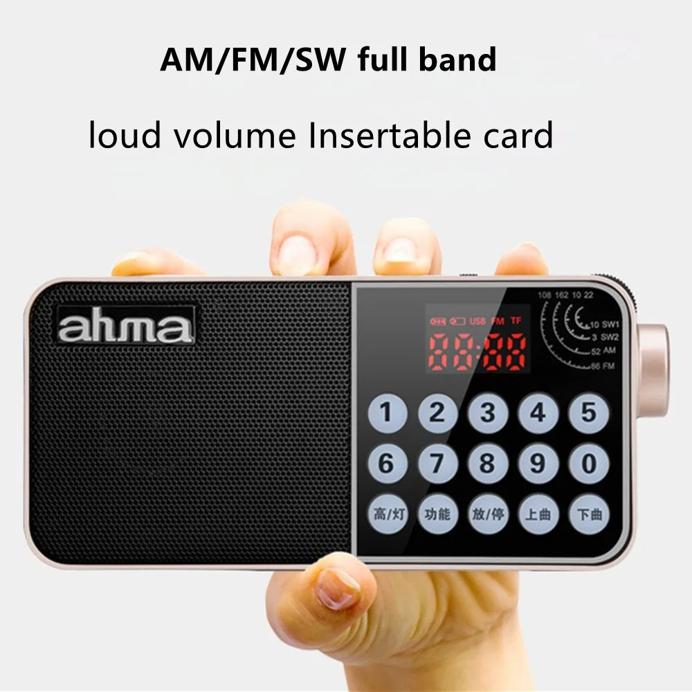 Portable AM FM SW Full Band Radio Stereo Speaker Card MP3 Audio Player Loud Volume Semiconductor Broadcasting USB Charging Sound