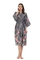 Sexy Women Long Robe With Pocket Wedding Bride Bridesmaid Dressing Gown Rayon Kimono Bathrobe Large Size S-XXXL Night Dress