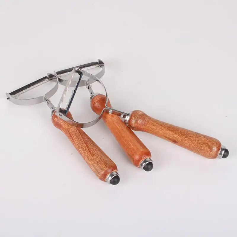 

Multi-functional Kitchen Wooden Handle Stainless Steel Peeling Knife Fruit Peeler Potato Scraping Knife LX8347