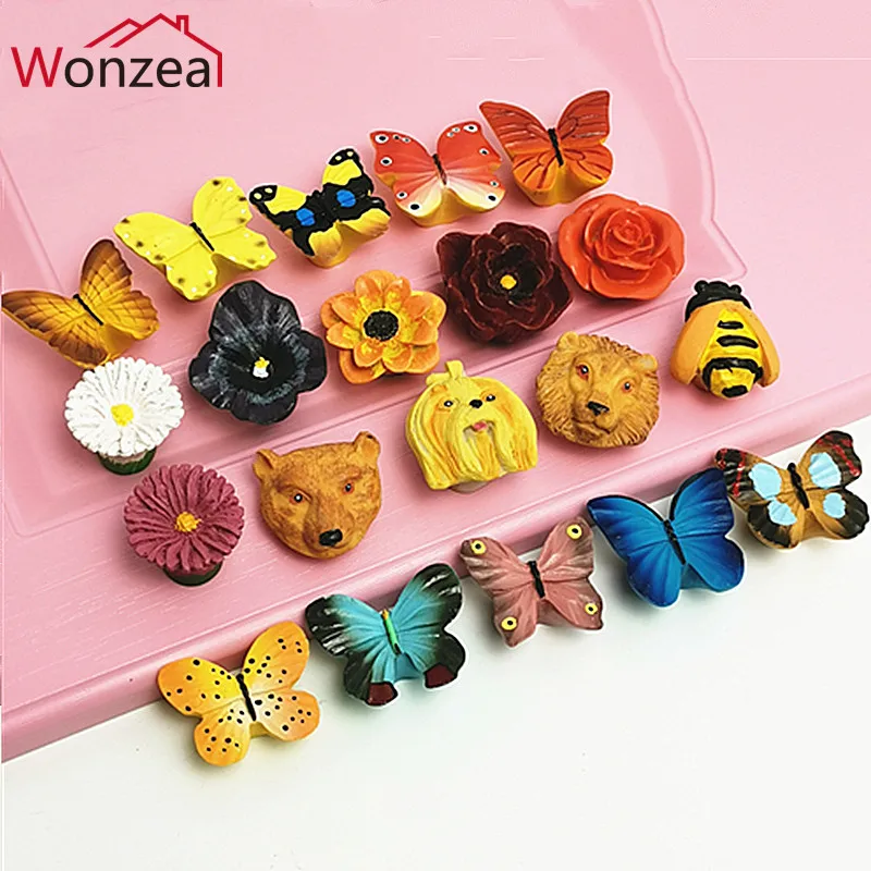 

Butterfly Resin Furniture Single knob Colorful Cute Lovely Cabinet Pull For Children Bedroom Kids Closet Drawer Door Handle