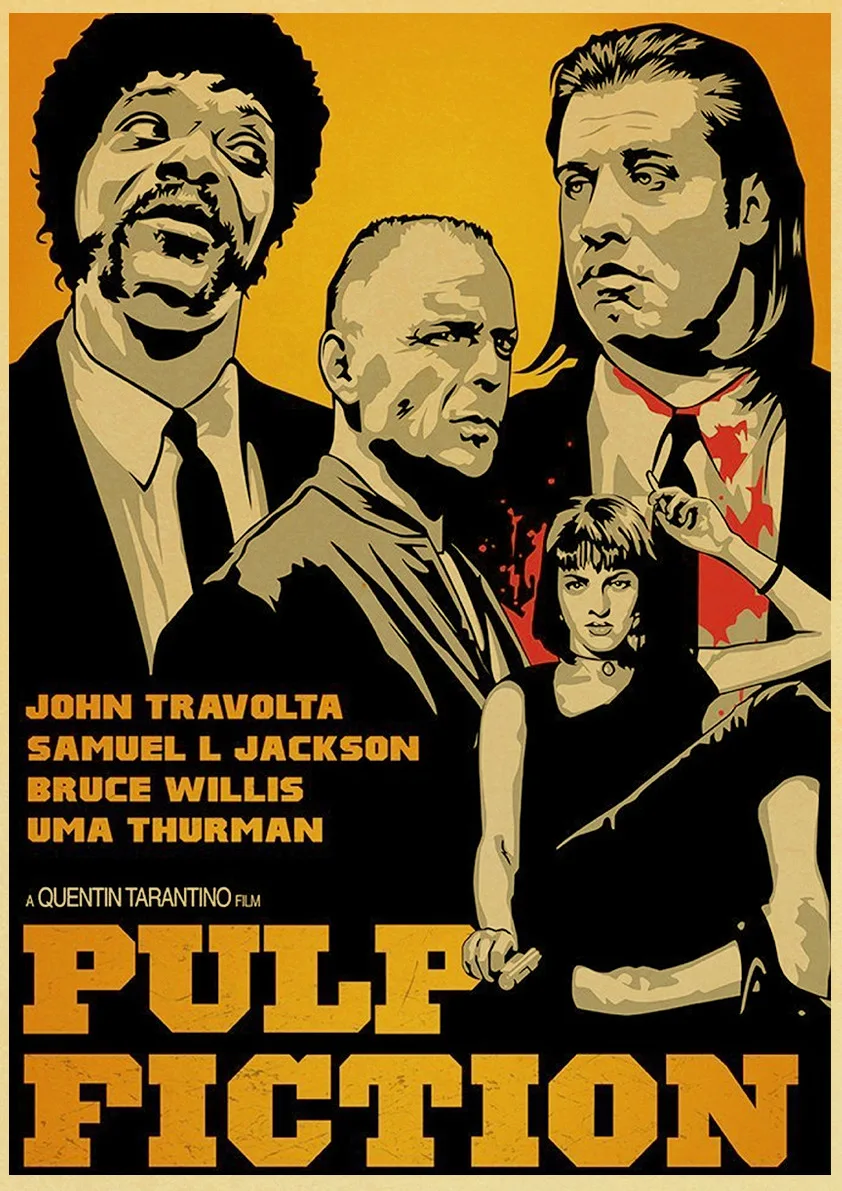 Quentin Tarantino Movie Kill BIll/Reservoir Dogs/Inglourious Basterds Retro Poster Painting For Home /Kids Room/Bar Decor