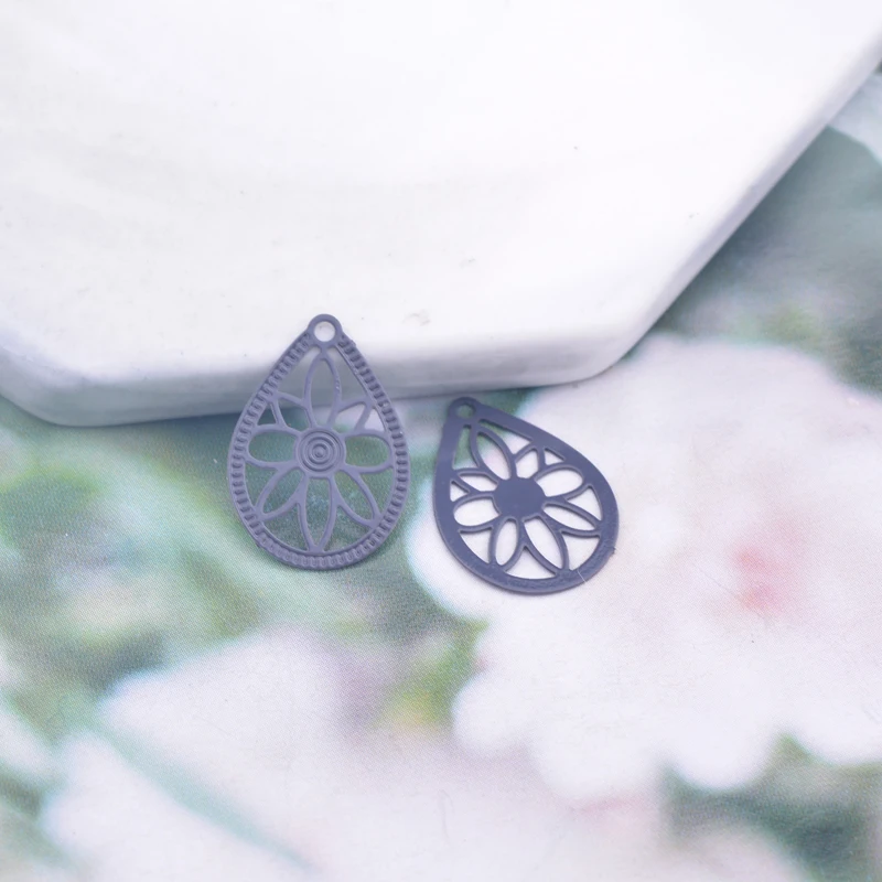 50 Stück AC10823 6*16mm Wassertropfen-Blumen-Anhänger Ohrring-Anhänger Metall Messing Dünner Anhänger DIY Schmuck Ohrring-Herstellung – Detail 11