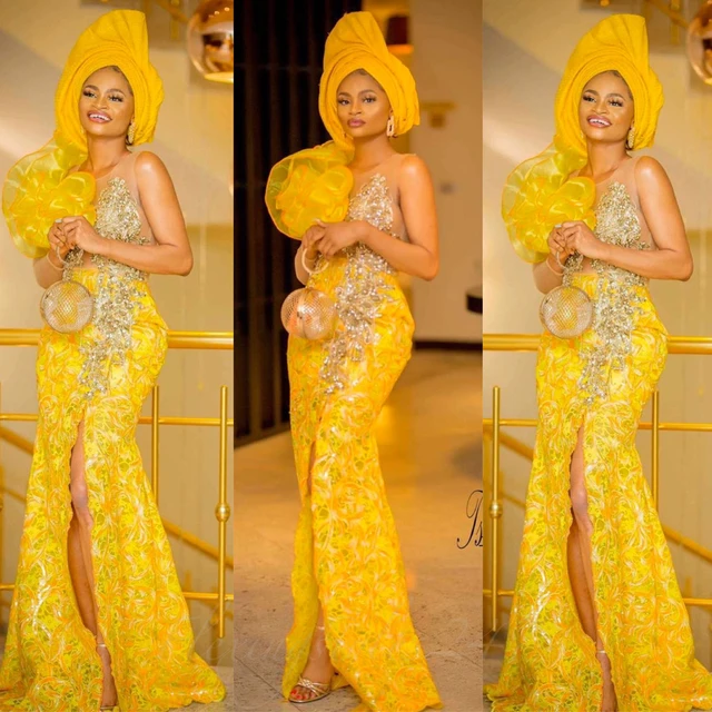 Golden yellow lace dress discount