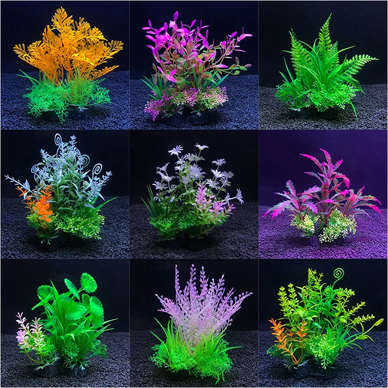 1pcs 14cm Artificial Aquarium Decor Plants Water Weeds Ornament Aquatic Plant Fish Tank Grass Decoration Accessories 12 Kinds