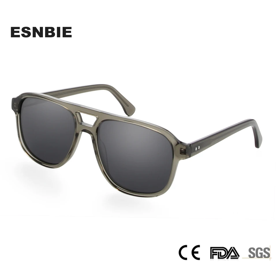 

Acetate Sunglasses Men Polarized Square Double Bridges Aviation Sun Glasses For Women Brand Designer Street Style Uv400 Shades