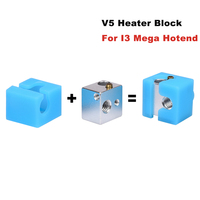 V5 Heater Block V5 Silicone Socks For Anycubic I3 Mega Hotend J-head Hotend parts 3D Printer Parts vs V6 Hotend Heat Block