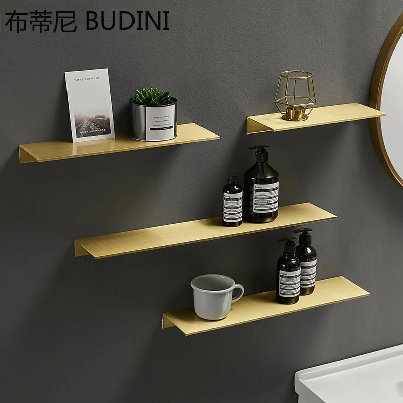 Bathroom Shelf Wall Mounted Bath Shampoo Shower Shelves Brushed GOLD Space Aluminum Basket Holder Kitchen Storage Rack shelves