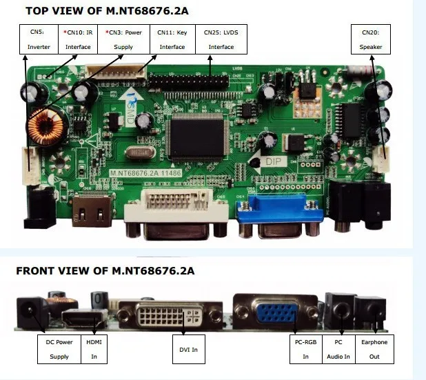17.3 Inch Resolution 1600x900 Notebook LCD Screen Driver Board Kit NT68676 Driver Board Kit