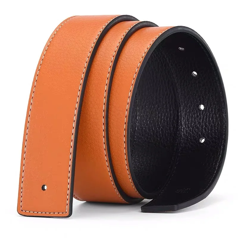 New Luxury Brand H Belts for Men High Quality Buckle Male Strap Genuine Leather Waistband Ceinture Homme,No Buckle 3.8cm Belt