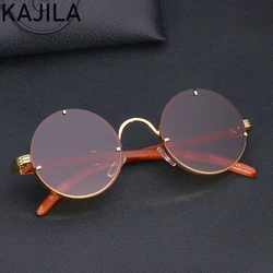 Vintage runde Steampunk Sonnenbrille Männer 2024 Luxusmarke randlose Punk Sonnenbrille für Frauen rahmenlose Brille Zonnebril Heren