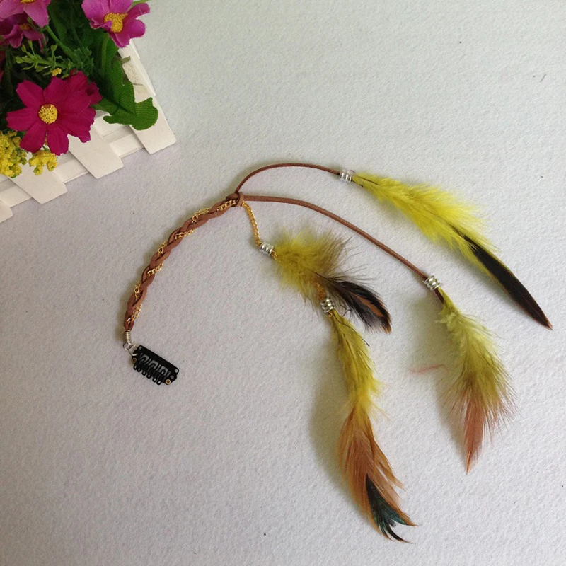 Extensiones de Cabello Hippie Boho hechas a mano con Clip de plumas, tocado de peine, accesorios de bricolaje para mujeres, regalos de San Valentín