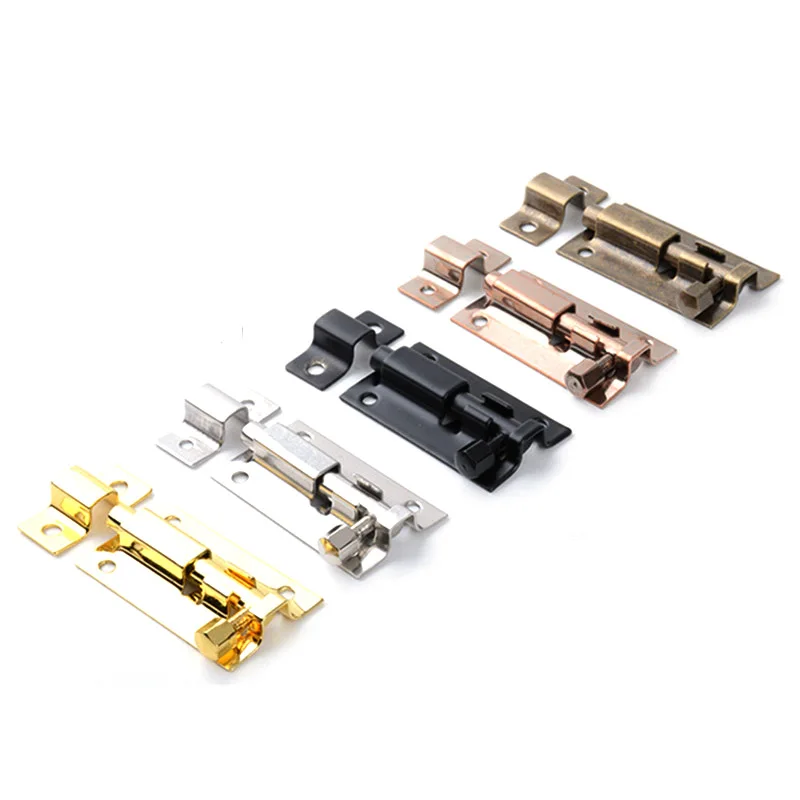 1.5/2/3/4 Inch Long Silver Stainless Steel Door Latch Solid Sliding Lock Bolt Latch Hasp Staple Gate Safety Lock